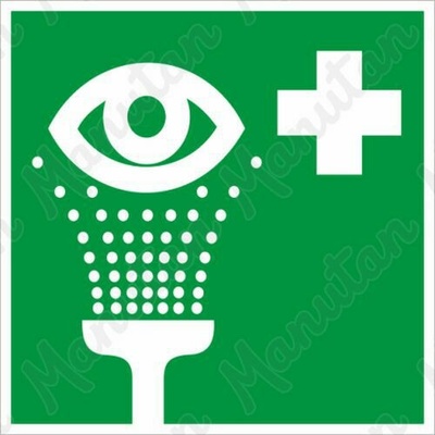 Oční sprcha, plast 300 x 300 x 1,1 mm, fotoluminiscenční