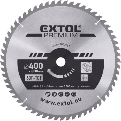 Kotouč pilový s SK plátky, ⌀400x3,6x30mm, 60T EXTOL PREMIUM