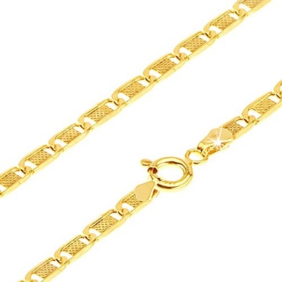 Šperky eshop Retiazka zo žltého zlata ploché podlhovasté články, mriežka S3GG23.05