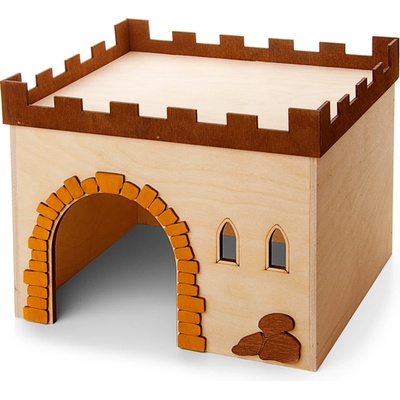 JK ANIMALS Dřevěný domek Hrad pro králíky 29 x 24 x 22 cm