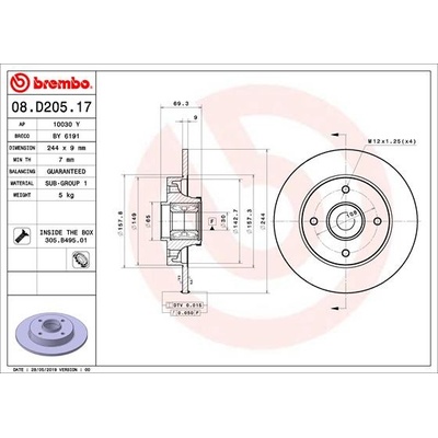 BREMBO Brzdový kotúč 08.D205.17