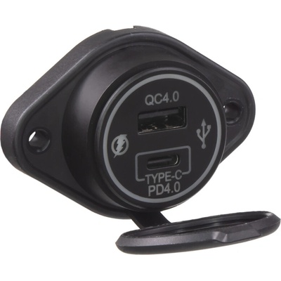 34659 USB QC4.0 + USB-C PD4.0 zásuvka 12/24V, montáž na povrch