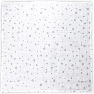 Lorelli Памучна пелена Lorelli - 80 х 80 cm, бяла на сиви звезди (10340092307)