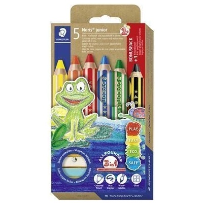 Staedtler barevné pastelky Noris junior 140 5 barev 3v1 šestihranné sada 140 C6P1 TS140C6P1