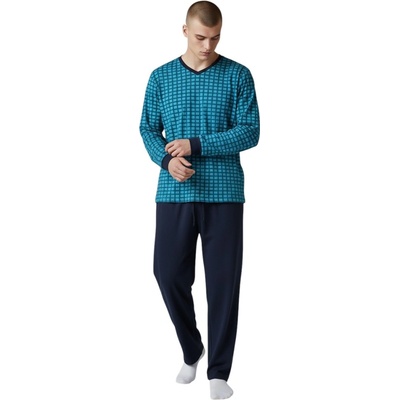 N-feel pánske bavlnené pyžamá s dlhým rukávom JAMES smaragd