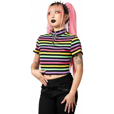 Killstar tričko Rainbow Child Ribbed Crop Čierna