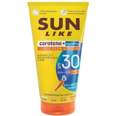 Sun Like Carotene+ Слънцезащитен хидратиращ лосион, SPF30, 125 ml