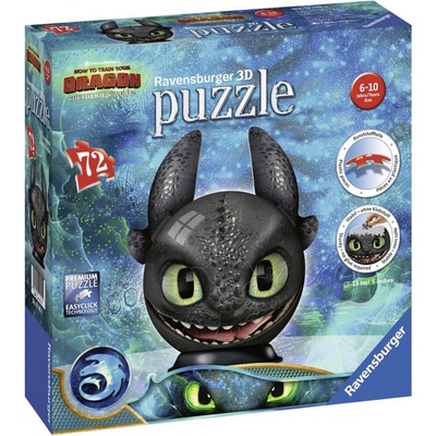 Ravensburger 111459 -Ball Ako vycvičiť draka 3 Bezzubka 72 dielov