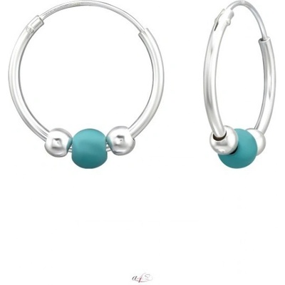 Prosperk náušnice stříbrné kroužky s tyrkysovým korálkem S0150