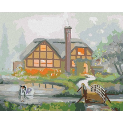 Zuty Malování Podle Čísel Labutě A Dům V Mlze D. Rusty Rust 80 x 100 cm Plátno Rám