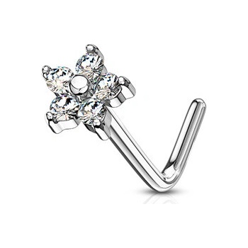 Šperky4U Zahnutý piercing do nosu kytička N0083-C