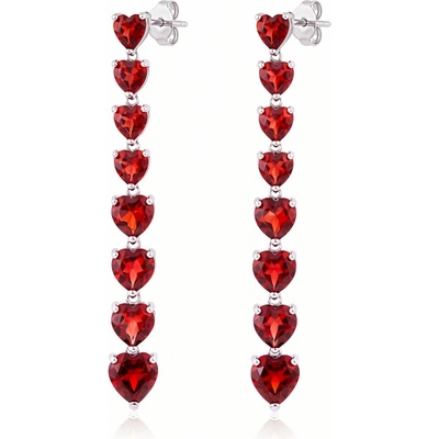 COLURE Náušnice hearts s granátem COL-78 (Ag 925/1000, 4,33 g)