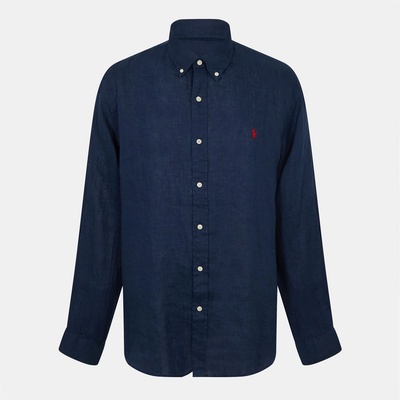 Ralph Lauren Риза с дълъг ръкав Polo Ralph Lauren Linen Long Sleeve Shirt - Newport Navy