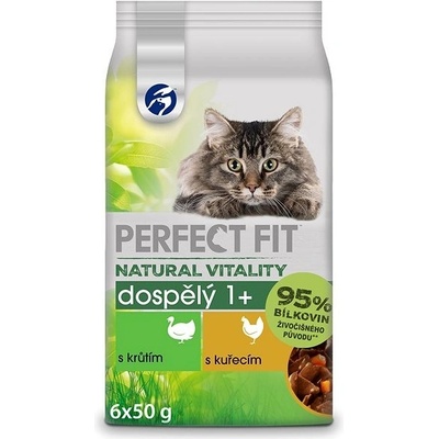 Perfect fit Natural Vitality s morčacím a kuracím mäsom 6 x 50 g