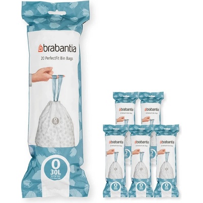 Торбички за кош Brabantia PerfectFit FlatBack+/Bo 1005592, Размер O, 30 л, 120 броя, Бял (1005592)