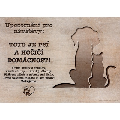 Sport hobby Vtipná cedulka Pes a kočka CP6001 18 x 12,8