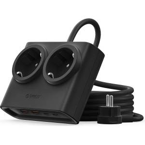 ORICO PDC25 25W 6в1 Разклонител 2x AC + 2x USB-A + 2x USB-C - Черен (ORICO-PDC25-2A2U2C-EU-BK-EP)