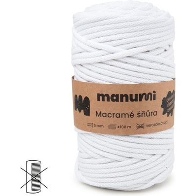 Manumi Macramé šňůra 5mm bílá - 1 ks
