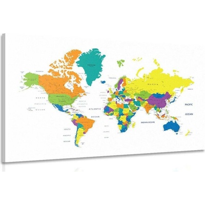 Obraz barevná mapa světa na bílém pozadí - 60x40