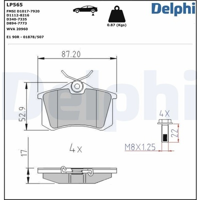 Sada brzdových destiček, kotoučová brzda DELPHI LP565