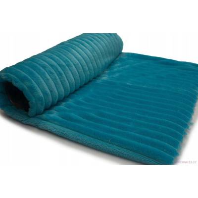Látka mínky proužky, 300 g/m², šíře 160 cm, metráž, tyrkysová