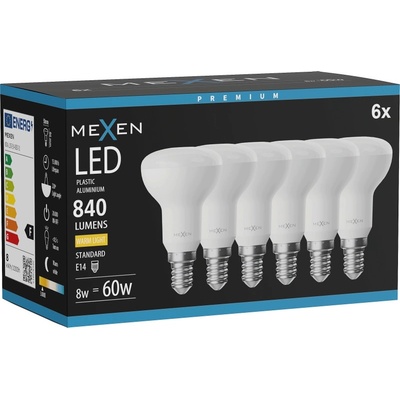Mexen Nova 6x LED крушка E14, R50, 8W, Топла - 3000K, 840 lm - L103-E14-0830-01x06 (L103-E14-0830-01x06)