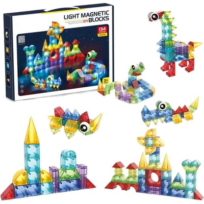 iMex Toys Magnetická stavebnice svítící BLOCKS 134 ks