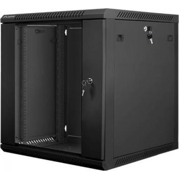 Lanberg rack cabinet 19" wall-mount 12U - 600x600 for self-assembly (flat pack), black (WF01-6612-10B)
