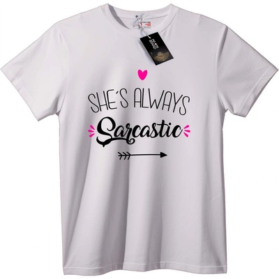 NOONEBRAND Тениска Тя винаги е саркастична - 2XL, White