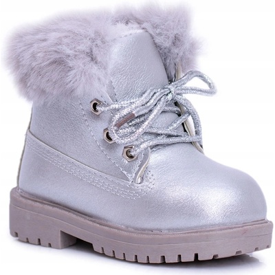 Dětské trapery kotníkové boty Timberky zima stříbrné