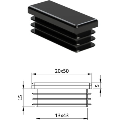 Krytka plastová 20 x 50 mm