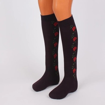 Image 1 of Дамски 3/4 чорапи в тъмнокафяво с розички