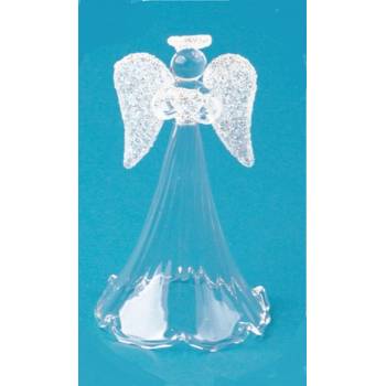 Anděl Přerov Anděl skleněný s průhlednou sukní na postavení 11 cm