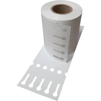 Plastová Etiketa záhradnícka 20 mm x 300 mm, 5 - Produkcia, Polypropylén, Biela, Dutinka 40 mm, 500 ks/kotúč, Priemer kotúča 82 mm