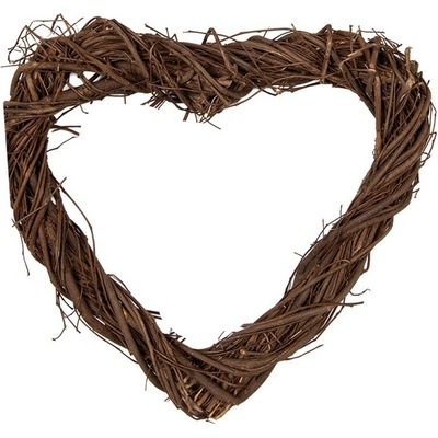 Clayre & Eef Přírodní hnědé proutěné srdce Woodly XS - 20*3*20 cm - Clayre & Eef