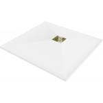 Mexen Stone+ квадратен композитен душ корито 100 x 100 см, бял, със златна (44101010-G)