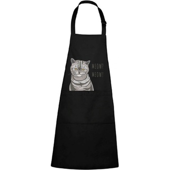 Dobrý Triko Zástěra s potiskem Naštvaná kočka Černá