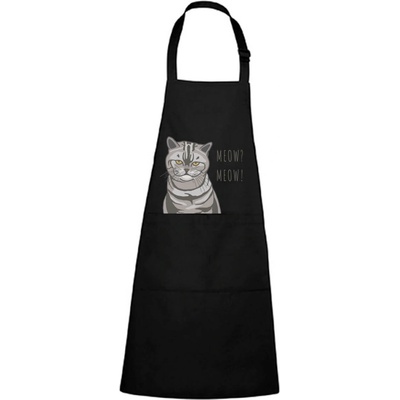 Dobrý Triko Zástěra s potiskem Naštvaná kočka Černá