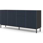 BIM Furniture Комод Ravenna F 200 3D3S боядисан фрезован MDF, черно/тъмносиньо (RAVENNACABBMNYBLBF)