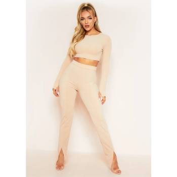 Missy Empire Клин Missy Empire Ribbed Split Front Leggings - Nude