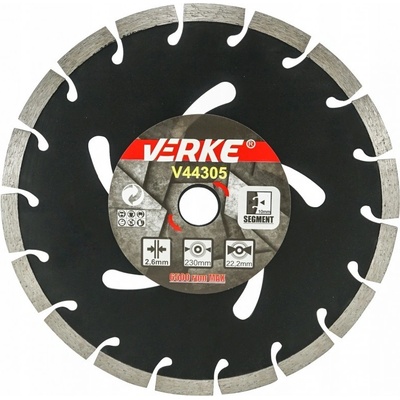 Verke Kotouč řezný diamantový segmentový 230 x 2,6 x 22,2 mm V44305