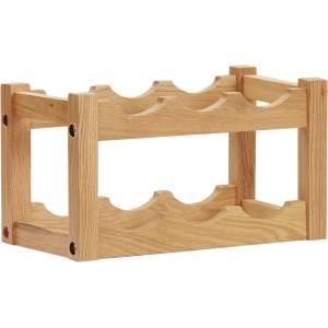 vidaXL Стойка за вино за 6 бутилки, 37x21x21 см, дъбов масив (289201)