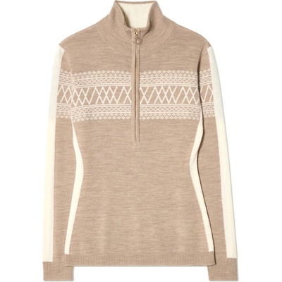 We Norwegians Дамски вълнен пуловер We norwegians Women's Signature 1/4-Zip Merino jumper - Sand - размер XL (105-5838-0315)