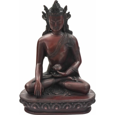 Sanu Babu Korunovaný Buddha, tmavě červená soška, 22cm