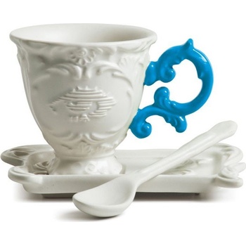 Seletti Чаша за кафе I-Coffee с чинийка и лъжичка синя (09859azz)