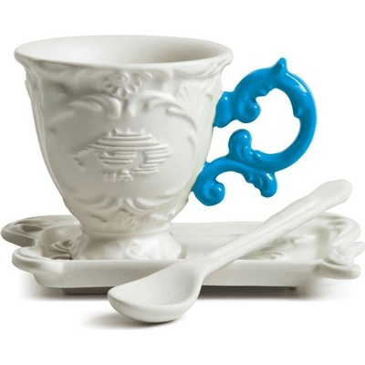 Seletti Чаша за кафе I-Coffee с чинийка и лъжичка синя (09859azz)