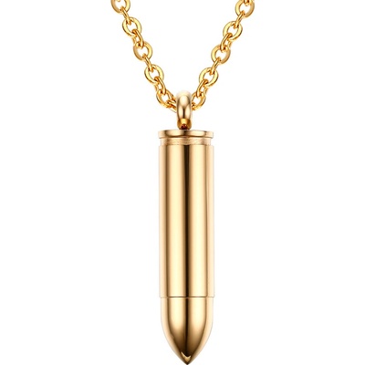 MSPERK Prívesok náboj s retiazkou skrutkovací uzáver z chirurgickej ocele 50 mm zlatá chirurgická ocel