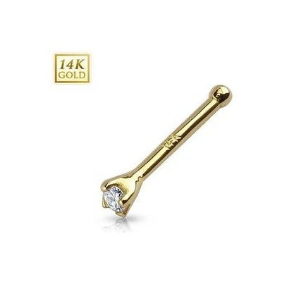 Šperky4U zlatý piercing do nosu čirý zirkon ZL01041-YG