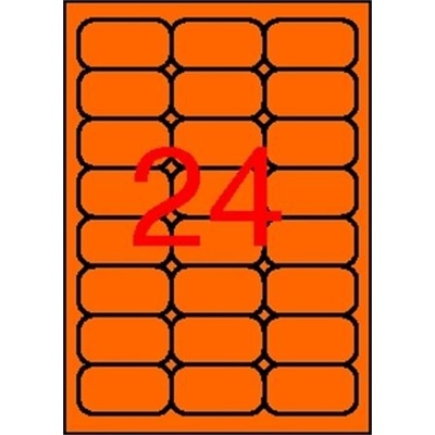 Etikety, 64x33,9 mm, farebné, zaoblené rohy, APLI, neónové oranžové, 480 etikiet bal