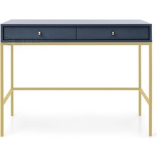 Bettso Elegantný písací stôl Bettso MOLLY v tmavomodrej farbe / rám MT104 zlatý